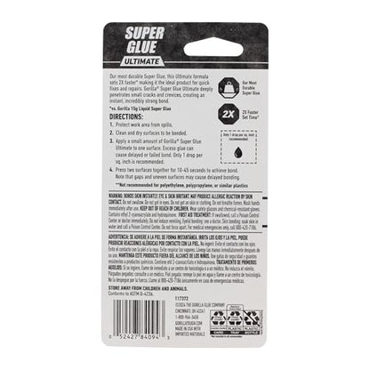 Gorilla Ultimate Super Glue, Clear Glue, 15 Grams (Pack of 6) - Fast-Setting Cyanoacrylate for Quick Fixes & Repairs with Anti-Clog Cap - size: 6 - Pack