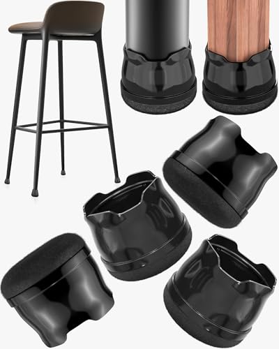 Upgrade 24 PCS Silicone & Felt Chair Leg Floor Protectors for Hardwood Floors - Furniture Pads, Chair Leg Covers/Caps - No Noise & Scratch-Proof - Round M (Fits 1"-1 3/16" / 26-30mm), Black - color: Black, size: Round M (Fit 26–30mm)