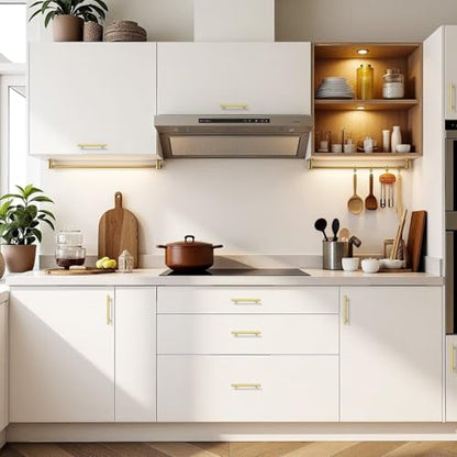 Probrico 5 Pack Hole Centers (96mm) 3.75inch Gold Kitchen Cabinet Handles Stainless Steel Polished Gold Cabinet Pulls Round T Bar Pull Handle for Cabinets and Drawers Total Length 6inch(150mm) - color: Gold, size: Hole Centers: 3-3/4"