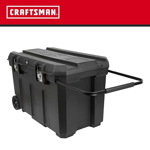 CRAFTSMAN 37-in. Rolling Tool Box with Wheels, Black, Plastic, Lockable (CMST37025) - style: 50 gallon Chest