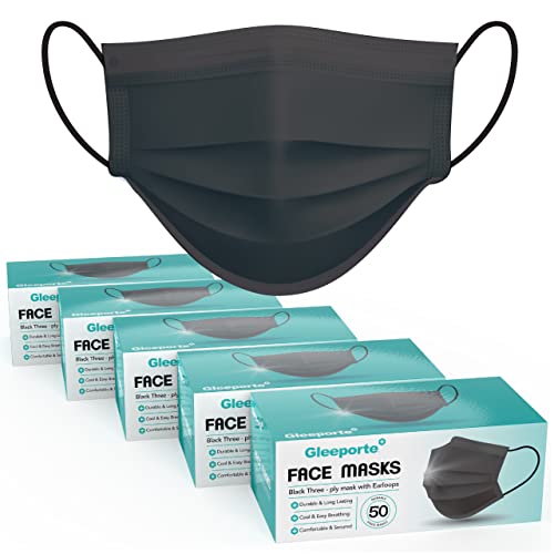 [Pack Of 250] Black Disposable Face Mask, 3-Ply Adult Masks, Facial Cover with Elastic Earloops For Home, Office, School, and Outdoors - style: Pack of 250
