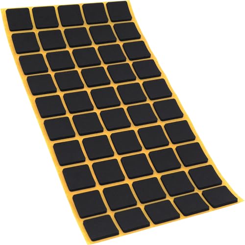Adsamm® / 50 x self-Adhesive Anti-Slip Pads/Black / 0.79x0.79 in (20x20 mm) / Square/Stick-on Non-Slip EPDM Rubber Pads/Furniture Protective Pads