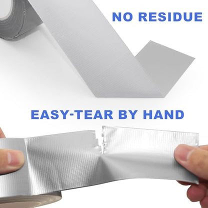 Silver Duct Tape, Heavy Duty Waterproof, 2 Inches x 32 Yards, Durable, Easy-Tear, No Residue for Home Repairs, Industrial, Fixed Carpet Edge, DIY Projects - color: Silver
