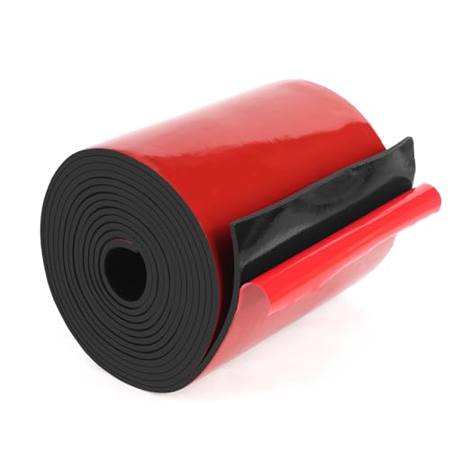 HooTown Adhesive Solid Rubber Strips, 6” Wide x 1/8" Thick x 120" Long Self Neoprene Rubber Sheets Rolls with Adhesive Backing for DIY Gaskets, Pads, Sealing, Liner, Weather Striping, Seals, Red - color: 1/8" Thick Adhesive, size: 6” W X 120" L
