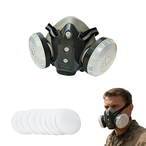ROTORS Dust Proof Integrated Respirator Mask,Industrial Grade Face Shield, Reusable Masks with Replace Cotton Filters - color: B+10 Filters