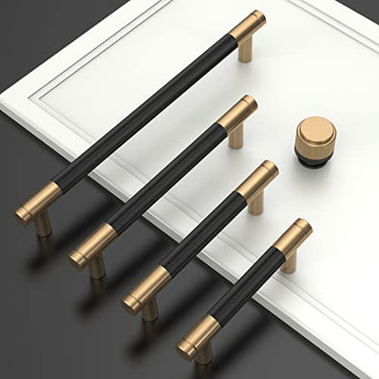 Asidrama 10 Pack Matte Black and Champagne Bronze Kitchen Knurled Cabinet Knobs Dresser Knob Drawer Knobs Cabinet Hardware Zinc Knob for Dresser Drawers - color: Black-Champagne Bronze, style: 10 Pack