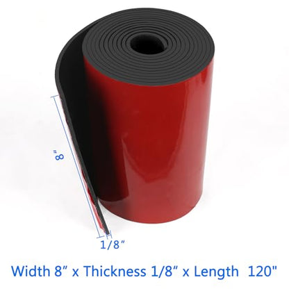 HooTown Adhesive Solid Rubber Strips, 8” Wide x 1/8" Thick x 120" Long Self Neoprene Rubber Sheets Rolls with Adhesive Backing for DIY Gaskets, Pads, Sealing, Liner, Weather Striping, Seals, Red - color: 1/8" Thick Adhesive, size: 8” W x 120" L