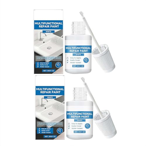 White Touch Up Paint, Multi-Surface Touch Up Paint Pen for Chips and Scratches, White Paint for Walls for Scratches, Chips and Spots on Wall Enamel Furniture Appliance Porcelain Cabinet Bath - color: 2pcs