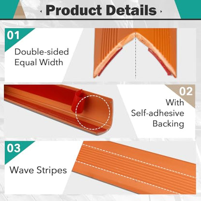 4 Pcs Ladder Stabilizer for Gutters & Roof - Ladder Stabilizer Covers Grip Strips Fits Most Ladders, Anti-Slip Ladder Safety Covers Grip Strips for Fall Prevention & Scratch Protection (Orange)