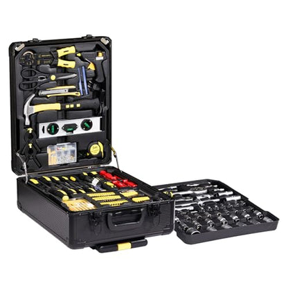 799pcs Tool Set,House Repairing Hand Tool Kits,Portable Complete Basic Repair General Hand Tool Sets,Home Basic Repair Tool Kit,with Aluminum Trolley Case,for DIY Home Maintenance (Yellow & Black) - color: 799pcs-yellow & Black