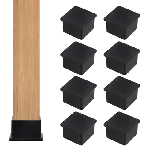 Chair Leg Caps Mcredy Table Leg Foot End Cap Protector Inner Size 1-1/2Inch x 1-1/2Inch Rubber Furniture Foot Fit for Square,Rectangle Chair feet Floor Protectors Black(8 Pcs) - size: 1.5" x 1.5",8 Pcs
