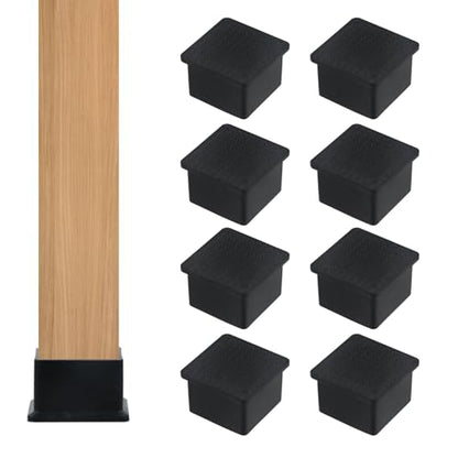Chair Leg Caps Mcredy Table Leg Foot End Cap Protector Inner Size 1-1/2Inch x 1-1/2Inch Rubber Furniture Foot Fit for Square,Rectangle Chair feet Floor Protectors Black(8 Pcs) - size: 1.5" x 1.5",8 Pcs