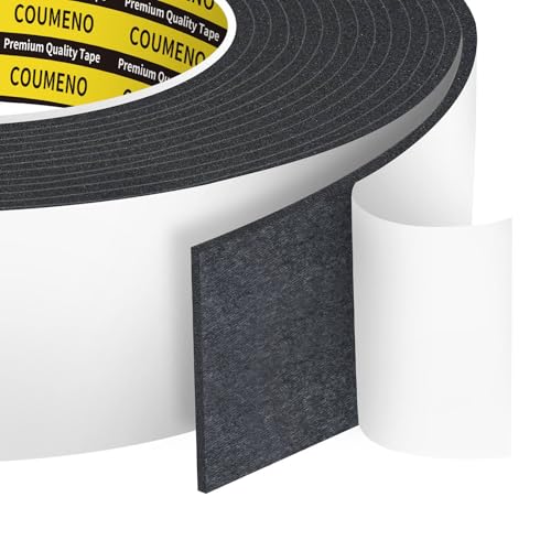 Single-Sided Adhesive EVA Foam Tape 1.8in x16.4FT,Black Foam Weather Stripping,Door Seal & Window Insulation Tape,Waterproof Sound Proof Seal Strip for Doors,Windows,Garage Door & Gap Sealing - color: Black, size: 1.8in x 16.4FT