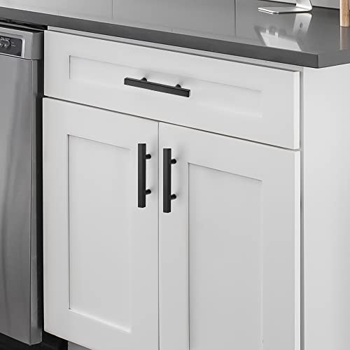 10 Pack Matte Black Cabinet Handles with 3 Inch (76 mm) Hole Center, Square Kitchen Hardware for Cabinets & Drawers, Stainless Steel Pulls, 5 Inch Overall Length - color: Matte Black Square T-Shaped, size: 3" Hole Center