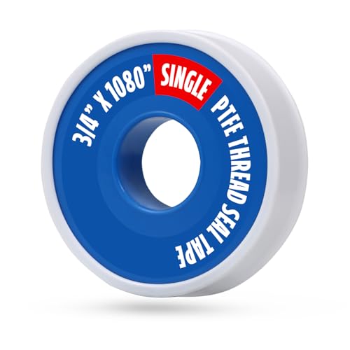 Supply Giant Plumbers PTFE Tape 3/4" W x 1080" L Pipe Thread Tape, High Density Thread Sealant Tape Water Seal Plumbing Tape for Shower Head, Pipes, Gas Lines, Leak Prevention - size: 1080", style: Pack of 1