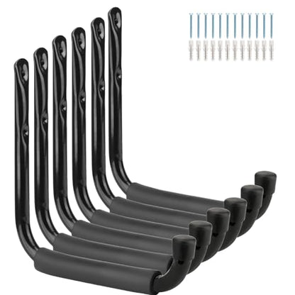 Heavy Duty Steel Garage Storage Hooks, 9.5Inches Jumbo Arm Ladders Utility Rack, Wall Mounted Hanger Organizer for Tools, Bikes, Jeep Door - style: 9.5Inch, pack of 6