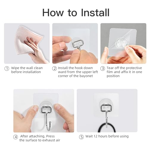 Large Adhesive Hooks for Hanging Heavy-Duty 44Ib(Max) 30 Packs, Wall Hangers without Nails Self-Adhesive Traceless Clear and Removable, Waterproof and Rustproof Multiple Uses for Bathroom Kitchen Home - size: 30 Large Hooks