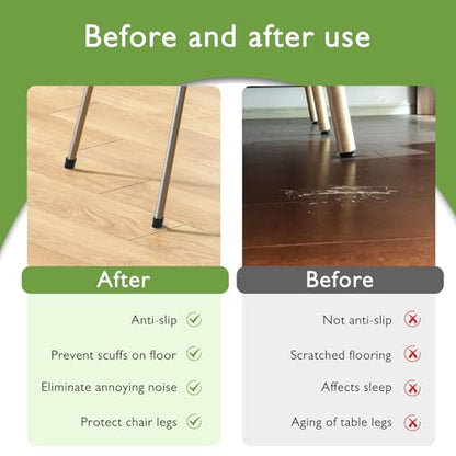 EASYEAH 5/8" (14.7mm) Silicone Chair Leg Floor Protectors, Rubber Chair Leg Caps, Non-Slip Furniture Pads Round Chair Feet Covers End Caps for Hardwood Floors, Patio & Table Foots, Black (20PCS) - size: Fit:0.59"-0.62"