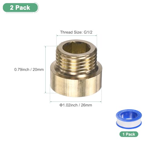M METERXITY Shower Head Extension Arm, Brass G1/2 Male to Female Extension Pipe Fitting Adapter with PTFE Thread Seal Tape for Shower/Faucet, Pipe Plumbing Coupler 0.79"/20mm 2-Pack - size: 0.79"/20mm