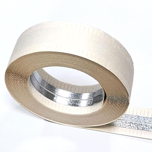 Drywall Corner Tape with Metal, Corner Reinforced for Walls Drywall Joint Tape No Adhesive Tape 100FT - color: Beige White 100ft