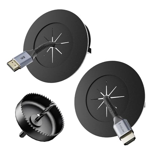 VCELINK Brush in Wall Cable Management Kit for Wall Mounted TV, 3.79" (96 mm) Cord Hider for Low Voltage Cables Pass Through, Black Wall Plate - color: Black, size: 3.79in/96mm