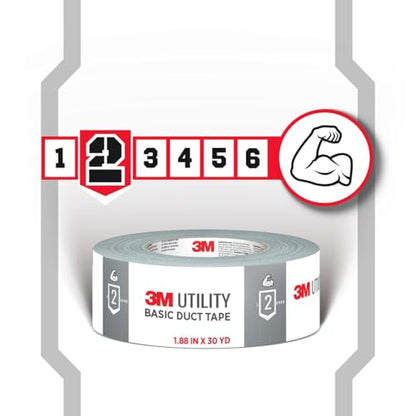 3M Basic Duct Tape, 1.88 in x 55 yd, 1 Roll, Hand Tear Silver Duct Tapes for Temporary Repairs, Indoor Use, Great for Bundle, Patch, Protect & Repair (1055) - size: 55 yards, style: 1 roll