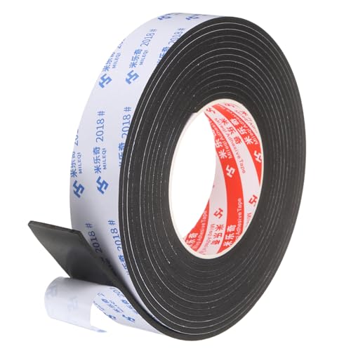 PATIKIL Sponge Rubber Foam Tape, 1 3/8" W x 1/8" t x 16.4ft l Self-Adhesive Foam Insulation Tape Weather Stripping for Window Door Soundproofing Weatherstrip AC Seal Strip, Black - size: 1 3/8" x 1/8" x 16.4ft