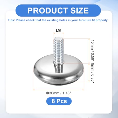 uxcell 8Pcs M8 Thread Furniture Feet Levelers, 48x20mm Adjustable Leveling Table Feet, Screw on Furniture Glide Leveling for Chair Stool Legs, Black - size: M8 x 48 x 20mm