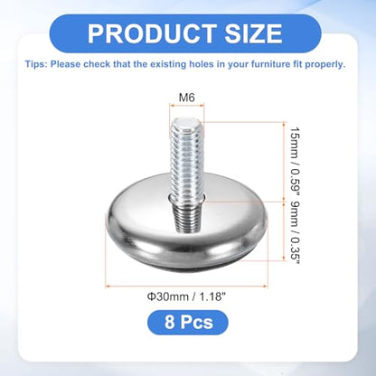 uxcell 8Pcs M8 Thread Furniture Feet Levelers, 48x20mm Adjustable Leveling Table Feet, Screw on Furniture Glide Leveling for Chair Stool Legs, Black - size: M8 x 48 x 20mm