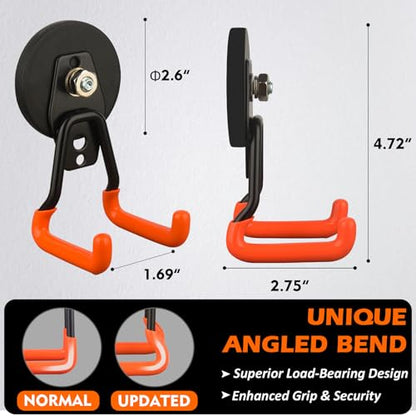 MUTUACTOR Updated Strong Magnetic Hooks Heavy Duty,20lbs Anti-Scratch Powerful Garage Magnet Hook,2PCS Anti-Slip Magnetic Tool Hooks for Organizing Cordless Impact Drivers Garden Shovel Tool Box - style: Updated 2.6in Magnet M Red Hooks 2PCS