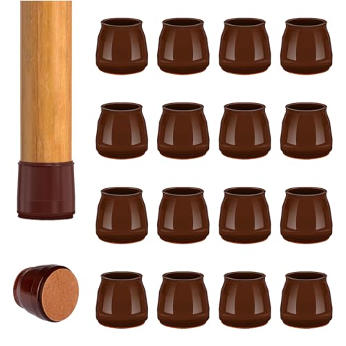 16pcs Round Chair Leg Floor Protectors, Felt Pads Chair Leg Protectors for Hardwood Floors, Silicone Furniture Feet Cups Covers Felt Pads, Prevents Scratches & Reduce Noise, Brown, Small - color: Brown-16pcs, size: Universal S (0.90'' -1.20'')