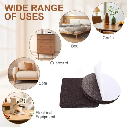 48 PCS Felt Furniture Pads, 1-inch Square Brown Chair Felt Pads, Felt Pads for Furniture Feet to Protect The Floor from Scratches,Reduce Noise (Brown) - size: Square 48PCS-Brown
