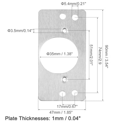 uxcell 4 Pcs 90x47mm / 3.54x1.85 Cabinet Hinges Repair Plate, Stainless Steel Hinge Repair Brackets Hinge Side for Wooden Kitchen Cupboard Furniture Door, Silver