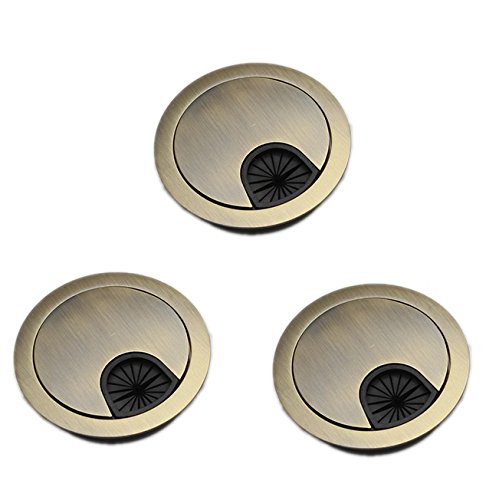 3Psc Desk Grommet,Cable Cord Hole Cover for Home and Office,Metal Zinc Alloy Materilal (Bronze, 2 Inchs) - color: Bronze, size: 2 Inchs