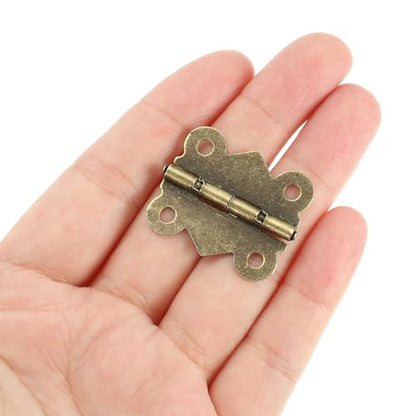 PATIKIL Small Jewelry Box Hinges 1-1/4 Inch, 12 Pack 180-degree Mini Butterfly Hinges Jewelry Box Hardware with 48 Screws for Cabinet Wooden Box Drawer Craft, Brown - color: Copper