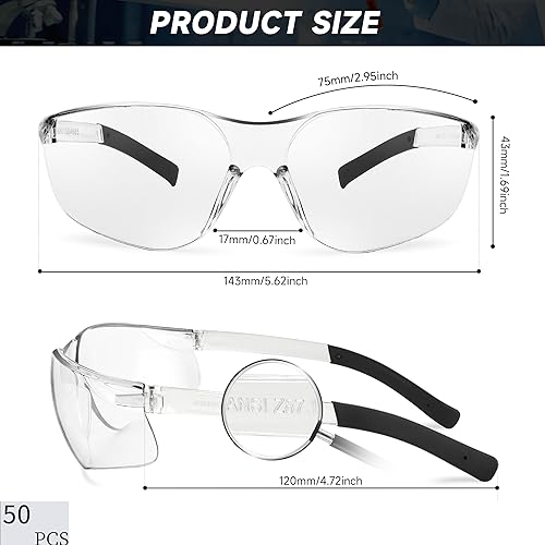 Salfboy Safety Glasses for Men Women ANSI Z87.1 Safety Glasses Bulk Protective Eyewear Scratch-Resistant - color: 118-50pcs-leg Colorful