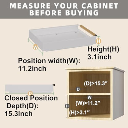 Pull Out Cabinet Organizer, 15.3'' Deep Expandable Slide Out Cabinet Organizer Fixed with Adhesive Nano Film, Slide Out Drawers Pull Out Tray for Cabinet in Kitchen, Pantry, Bathroom, White - color: White