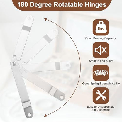 uxcell 2Pcs 6.77"x0.43" Folding Support Lid Hinges, Lift Up Lid Stay Hinge, 180 Degree Rotatable Metal Retro Hinges with Screws for Wooden Cases Boxes Display Trunk Chest, Silver - size: 6.77"x0.43"
