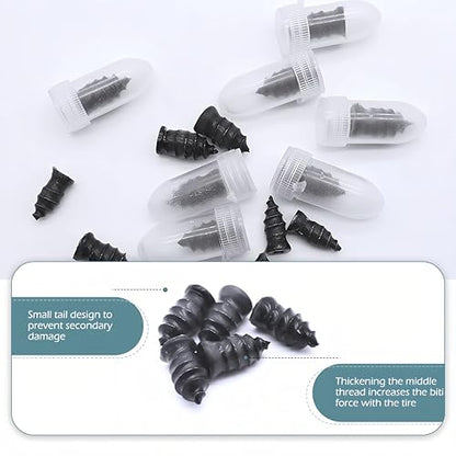 60 PCS Tire Repair Rubber Nail, Vacuum Tire Repair Kits Spiral Rubber Screws, Fast Self-Service Tool for Car, Truck, Motorcycle, Tractor Tire Puncture Repair (Black) - size: 60pcs