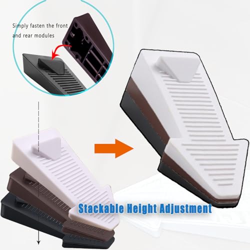 4-Pack Stackable Door Stoppers - Heavy Duty Rubber Door Wedges with Non-Slip Base, Adjustable Height (2X Thickness When Stacked), Multi-Purpose for Doors, Washers & Furniture（Black）