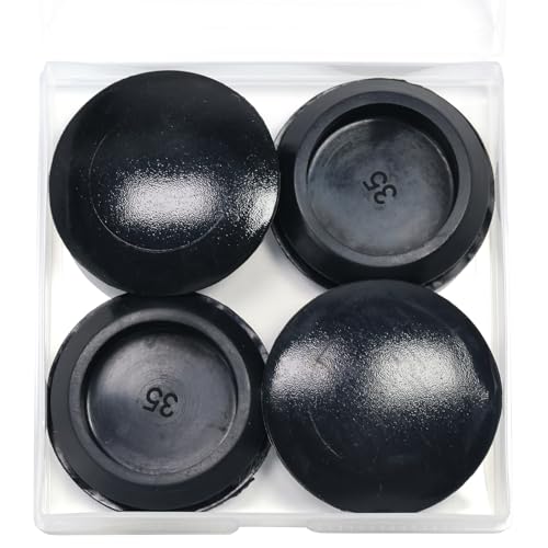 4 Pcs 35 mm Silicone Rubber Plugs Snap in Locking Hole Plugs for 35-38 mm (1-3/8"-1-1/2") Round Holes, Flush Type Rubber Stoppers, Flexible Tube Pipe End Caps Covers, Waterproof Sealing Plugs, Black - color: Black, size: DH:1-3/8"(35mm)