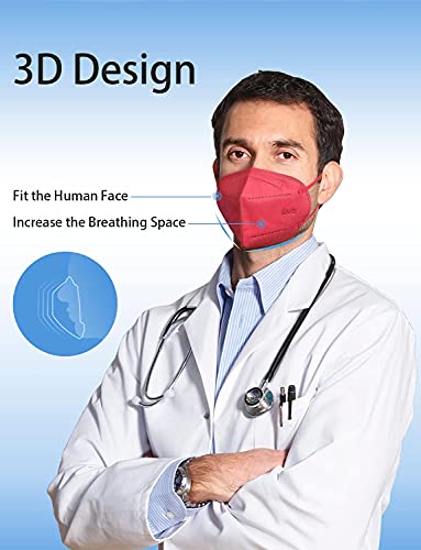 HUHETA KN95 Face Mask 60 Pack, 5-Ply Breathable & Comfortable Safety Mask, Filter Efficiency≥95%-Individually Wrapped