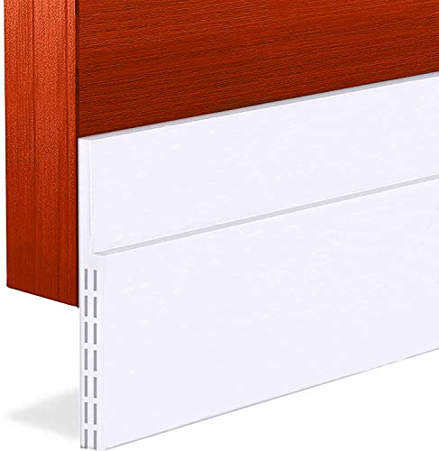 Door Draft Stopper Sweep, 3 Inches Widening Door Bottom Seal Strip Under Door Noise Blocker for Interior Doors Insulation and Soundproofing, 3" W x 39" L White (2019 New Upgrade)