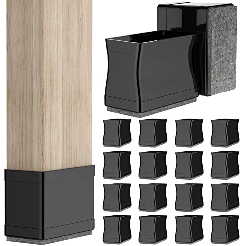 1" x 1 1/2" Rectangle Chair Leg Protectors for Hardwood Floors, Silicone Covers to Protect Wood Tile Floors Felt Pads Furniture Leg Caps Reduce Noise. Easy to Move.16 PCS Black. - color: Glossy Black, size: Rectangle(1×1.5")