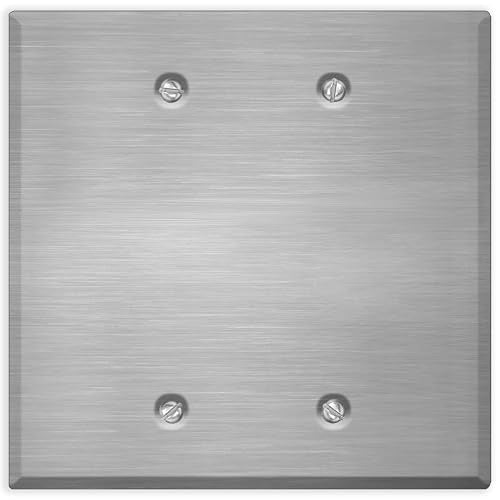 2-Gang Oversized Stainless Steel Blank Wall Plates – 5.5" x 5.5" Decorative Covers for Unused Electrical Boxes | Cover Empty Spaces | 2-Gang Oversized Metal Blank Faceplate - color: Blank Cover, size: 2 Gang