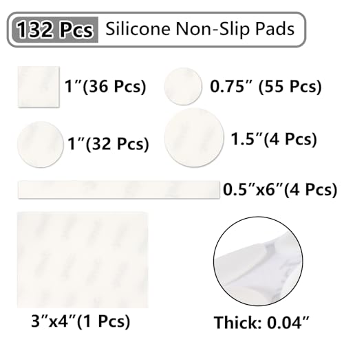 Jayen 132 Pcs Non Slip Self-Adhesive Silicone Cuttable Furniture Pads, Anti-Sliding Anti-Scratch Rubber Floor Protectors for Any Furniture and Appliances - Translucent (Matte) - size: Translucent