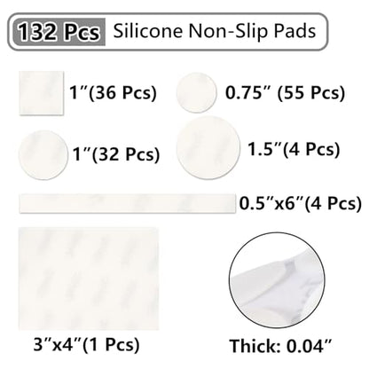 Jayen 132 Pcs Non Slip Self-Adhesive Silicone Cuttable Furniture Pads, Anti-Sliding Anti-Scratch Rubber Floor Protectors for Any Furniture and Appliances - Translucent (Matte) - size: Translucent