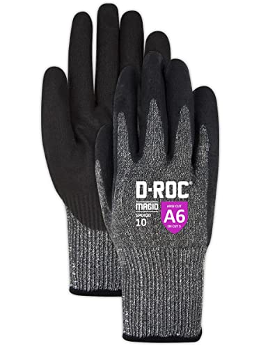 MAGID Touchscreen ANSI A6 Cut-Resistant Work Gloves, 1 Pair, 13-Gauge, Nitrile Coated, 6/XS,Dark Gray - size: 6/XS, style: 1 Pair