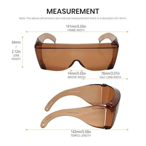 Calabria 3000 Fitover Safety Glasses with Uni-Lens – [Copper] Wrap Around Eye Protection | Anti-Fog Scratch Resistant | Protective Eyewear - color: Copper