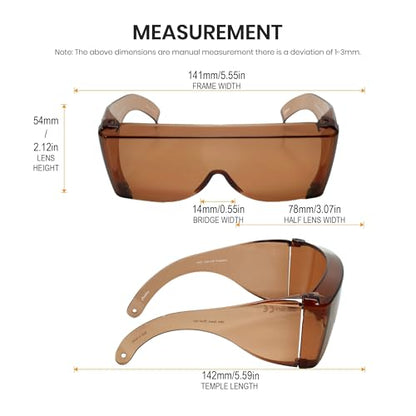 Calabria 3000 Fitover Safety Glasses with Uni-Lens – [Copper] Wrap Around Eye Protection | Anti-Fog Scratch Resistant | Protective Eyewear - color: Copper